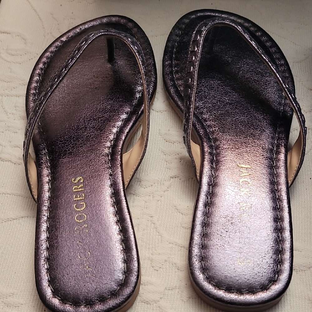 Jack Rogers Metallic Purple Flip Flop Sandals - Picture 4 of 7